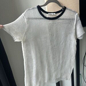 White IRO tee with black leather collar